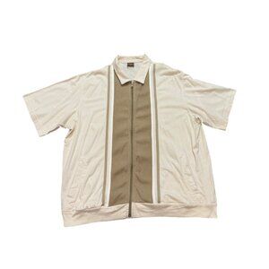 Comfort Casual Mens XX Cuban Style Short Sleeve Zip Front Shirt VTG Colorblock
